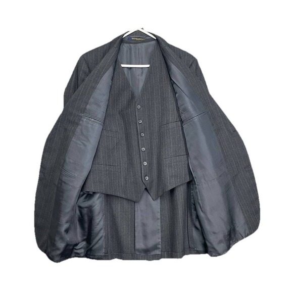 Brooks Brothers Makers Suit Mens Gray Pinstripe 3-Pc Pants 36/33 Blazer 42R Wool